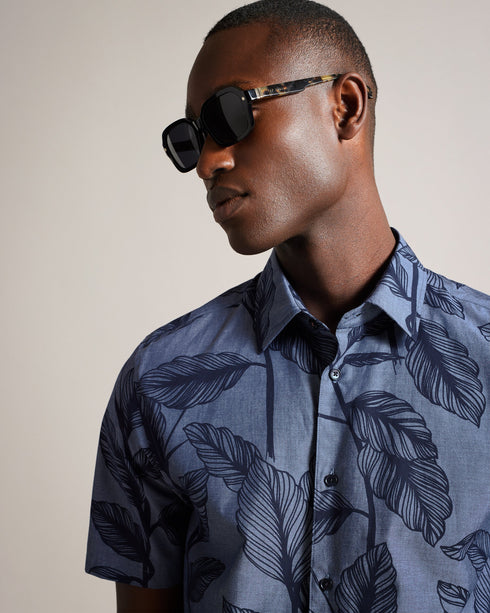 HOWTH-Shirts-SS Regular Linen Leaf Shirt- Ted Baker Romania